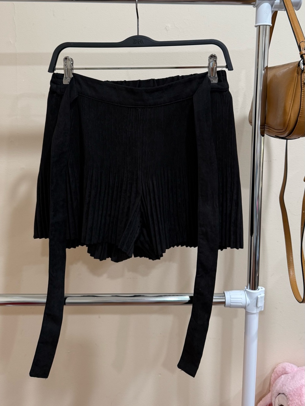 Zara Black Pleated Skort with Tie Belt